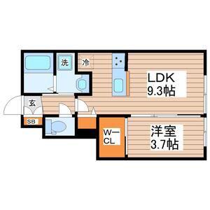 GR鹿野(1LDK/1階)の間取り写真