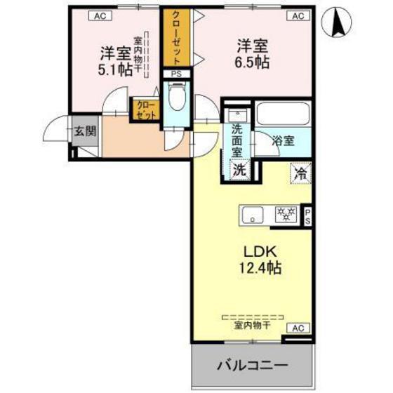 D-GRAN矢中町(2LDK/3階)の間取り写真