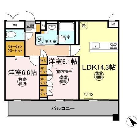 インフィニット カンワ(2LDK/1階)の間取り写真