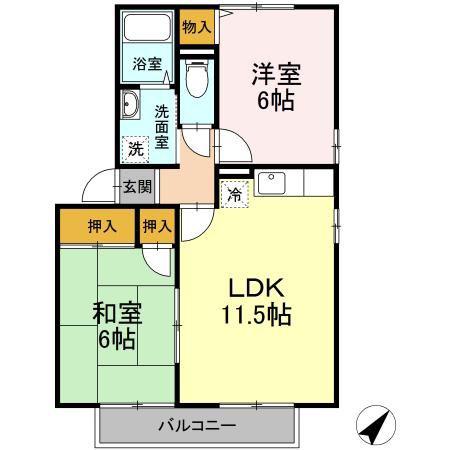 カーザトスカーナC(2LDK/2階)の間取り写真