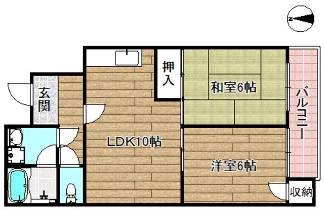 エクセル立川(2LDK/3階)の間取り写真