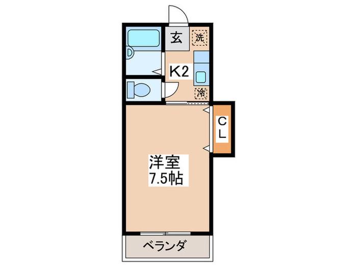 ブルーエイト(1K/2階)の間取り写真