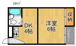 第三東洋ハイツ(1DK/4階)の間取り写真