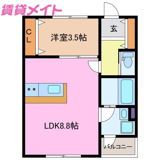 ADAN星川(1LDK/2階)の間取り写真