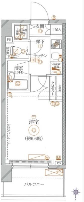 クレイシア池上リフィール(1K/5階)の間取り写真