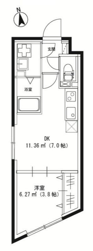 CREAL三軒茶屋(1DK/1階)の間取り写真