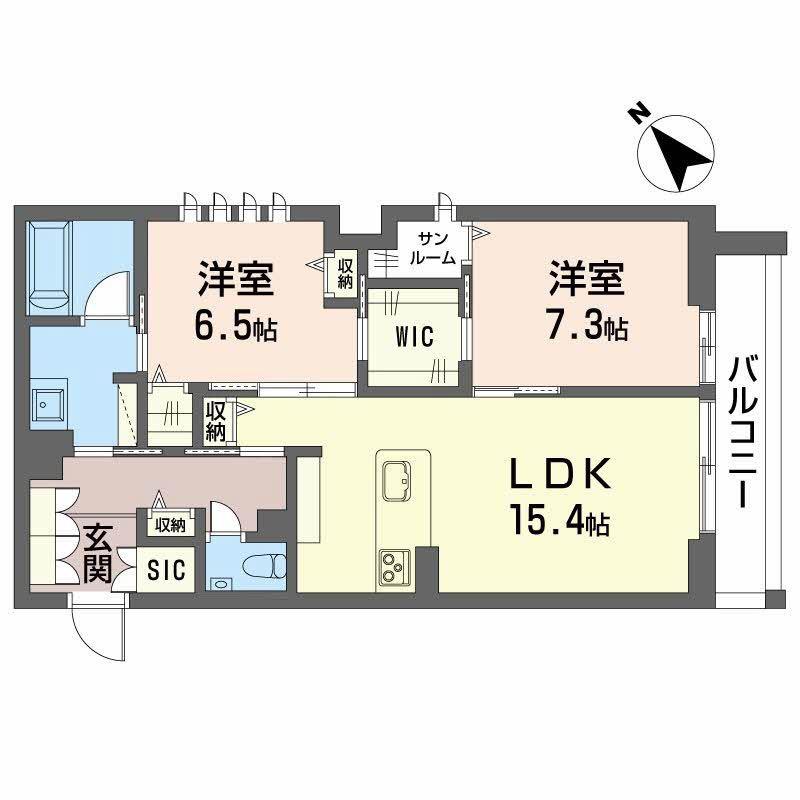 カルーレ金澤(2LDK/3階)の間取り写真