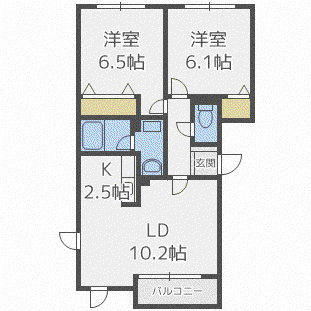 ヒルサイド福住(2LDK/2階)の間取り写真