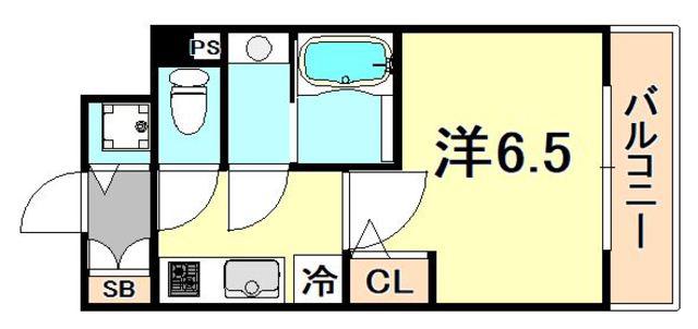 S-RESIDENCE神戸元町(1K/6階)の間取り写真