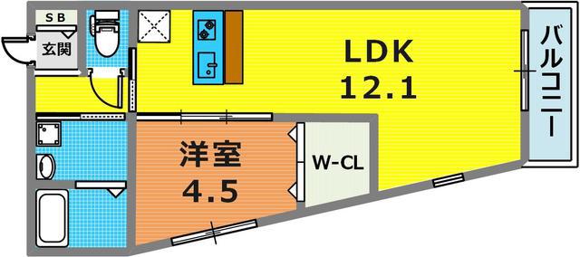 HCフラッツ国玉ガーデンII(1LDK/1階)の間取り写真