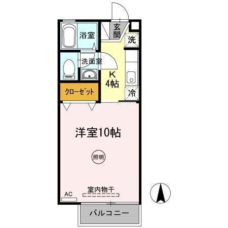クレスト木太(1K/1階)の間取り写真