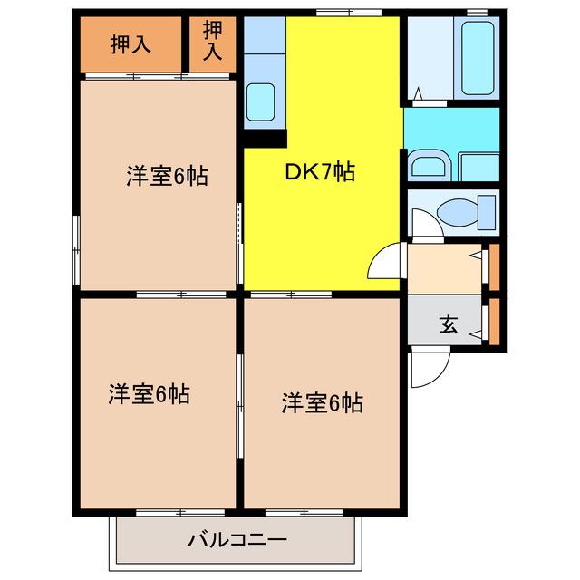 ハイツ花菱II(3DK/2階)の間取り写真