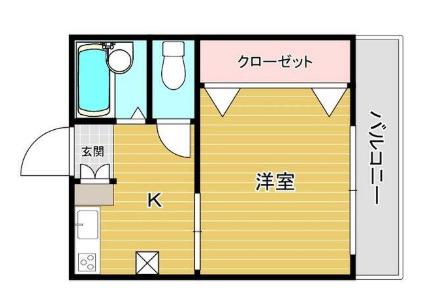 桧ハイツ(1K/1階)の間取り写真