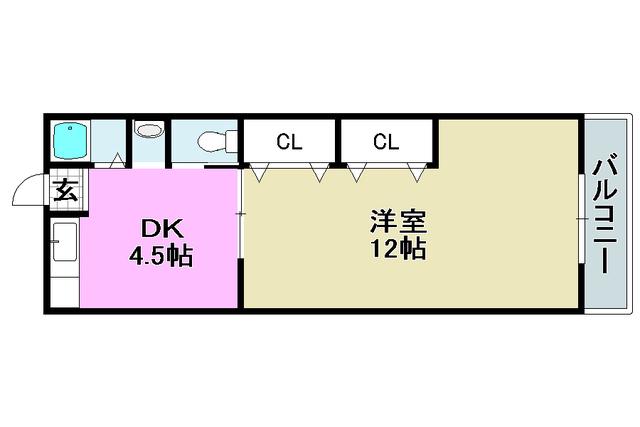 むつみマンション(1DK/3階)の間取り写真