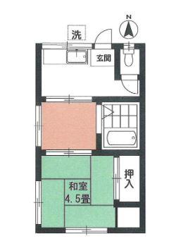 さつきコーポ(1SK/2階)の間取り写真