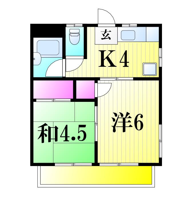 クローバーハイツII(2K/1階)の間取り写真