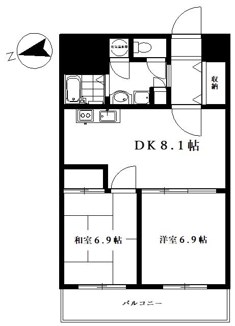 目黒台スカイマンション(2DK/6階)の間取り写真