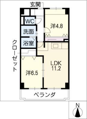 メゾンドサリー(2LDK/3階)の間取り写真