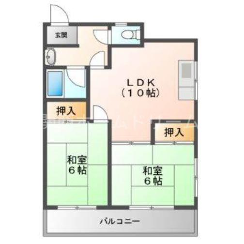 西村ハイツ(2LDK/1階)の間取り写真