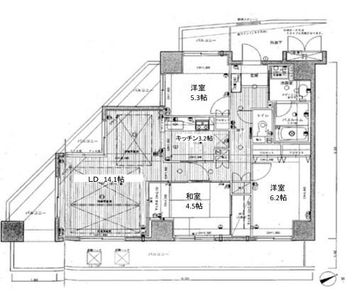 ライオンズシティ西新宿(3LDK/14階)の間取り写真