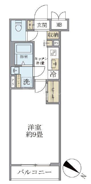 ビューテラス茗荷谷(1K/3階)の間取り写真