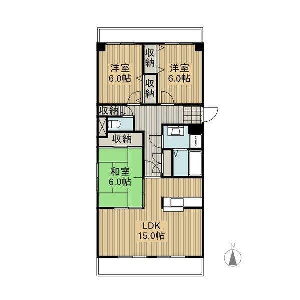 ファミール青峰(3LDK/6階)の間取り写真