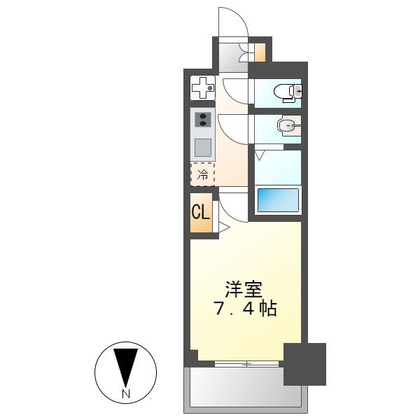 プレサンス今池駅前フェルディノ(1K/8階)の間取り写真
