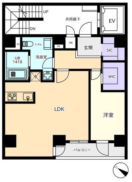 プラティーク日本橋水天宮(1LDK/13階)の間取り写真