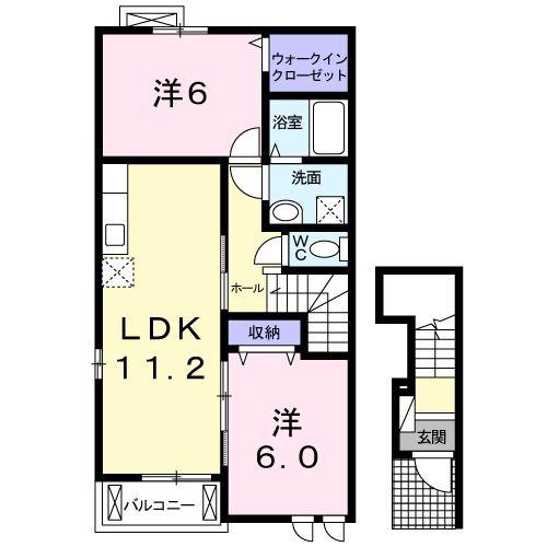 サンヴィレッジ(2LDK/2階)の間取り写真