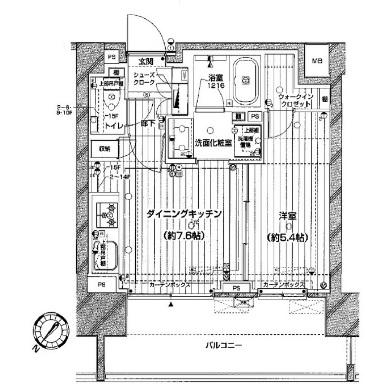 アデニウム東神田(1DK/14階)の間取り写真