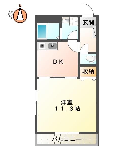 サンフィールドハイツ(1DK/3階)の間取り写真
