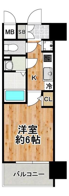 エスリード大阪エヴォルツ(1K/2階)の間取り写真