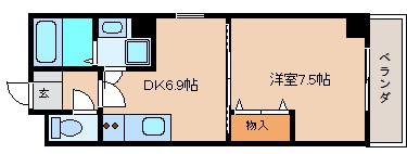 エスポワール(1DK/2階)の間取り写真