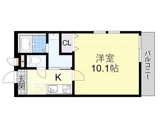 フジパレス北加賀屋Ⅱ(1K/2階)の間取り写真