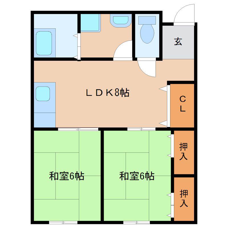 ハイツ千足(2LDK/1階)の間取り写真