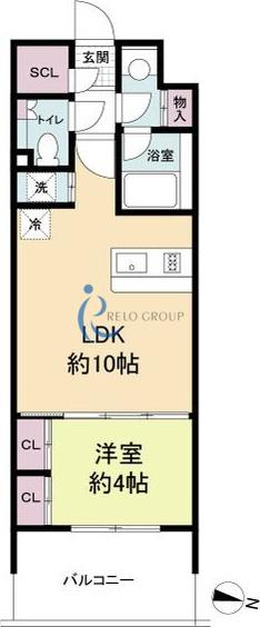 ヴェルテックス(1LDK/4階)の間取り写真
