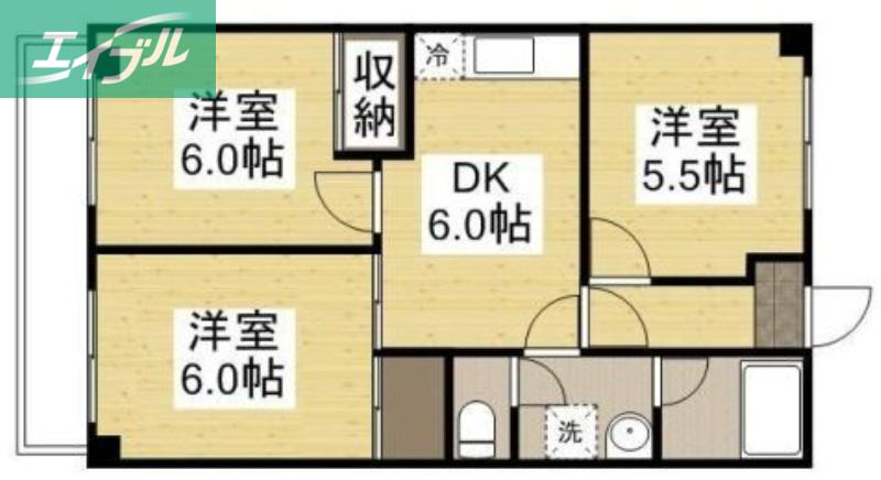 成広京町マンション(3DK/3階)の間取り写真