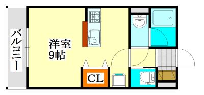 ヴェスト ファーレン(ワンルーム/2階)の間取り写真