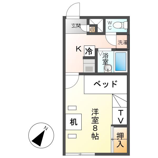 レオパレスRASSURER新池(1K/2階)の間取り写真