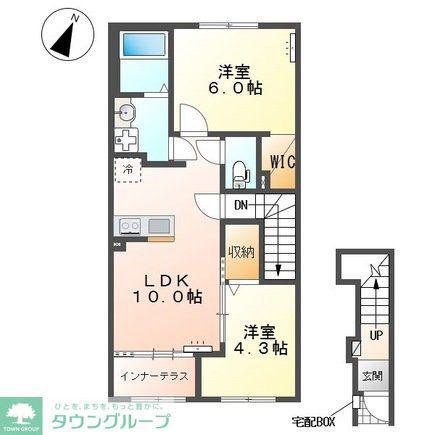 東松山市山崎町 アパートV期工事(2LDK/2階)の間取り写真
