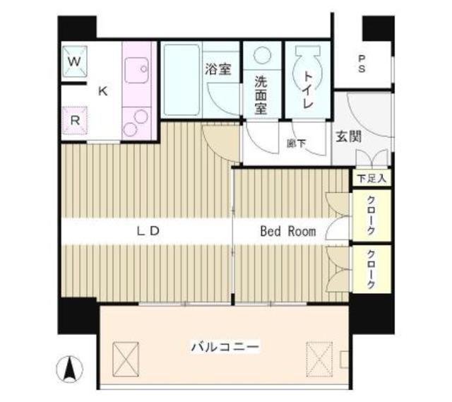 リバー&タワー(1LDK/4階)の間取り写真
