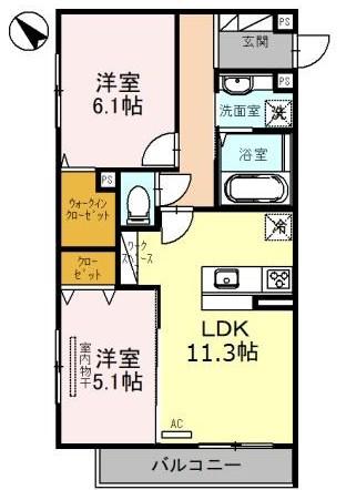 シャルムアンジュ(2LDK/2階)の間取り写真