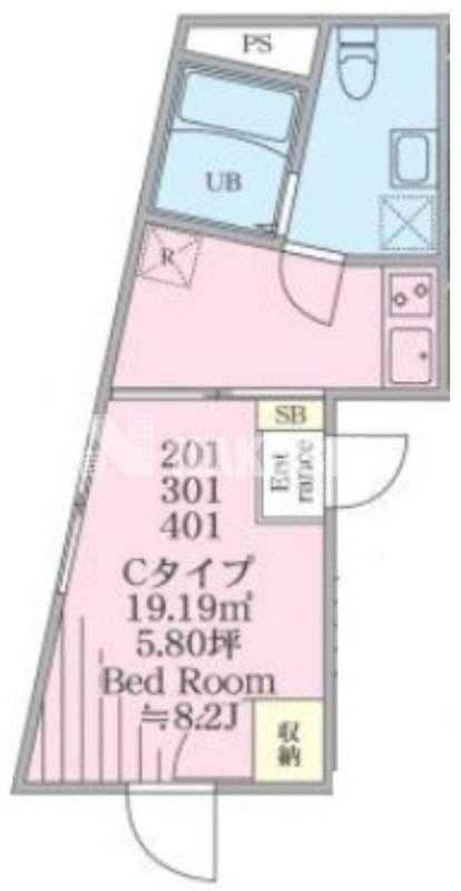 プレジール三軒茶屋(1K/2階)の間取り写真