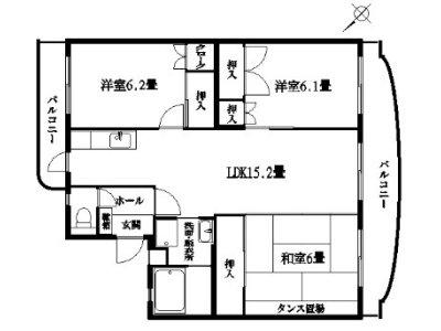 ラージビュー(3LDK/3階)の間取り写真