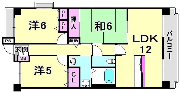 コートラフィーネ(3LDK/4階)の間取り写真