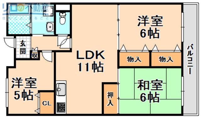 ラ・グランドーレII(3LDK/4階)の間取り写真