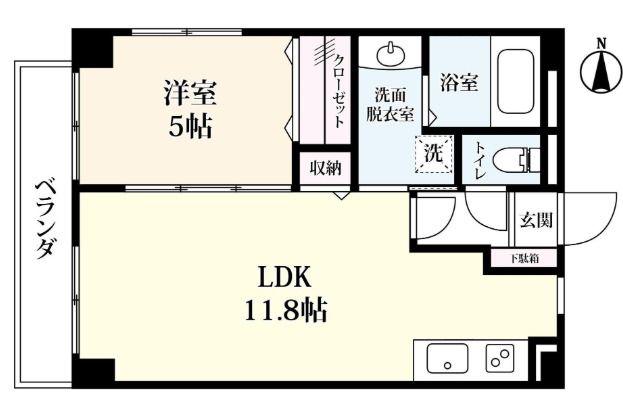 シンフォニィ駅前中央(1LDK/5階)の間取り写真