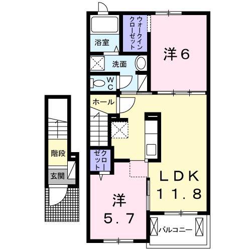 サニーコート大木戸A(2LDK/2階)の間取り写真