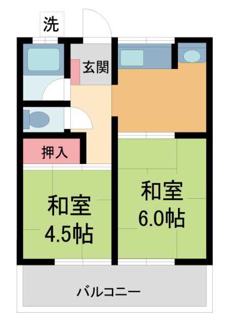 寿ハイツ(2DK/2階)の間取り写真
