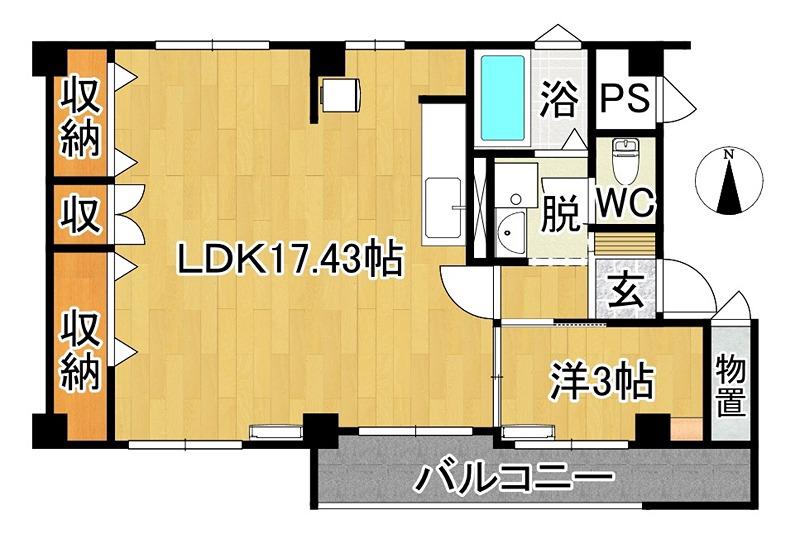 プルミエール松原A棟(1LDK/3階)の間取り写真